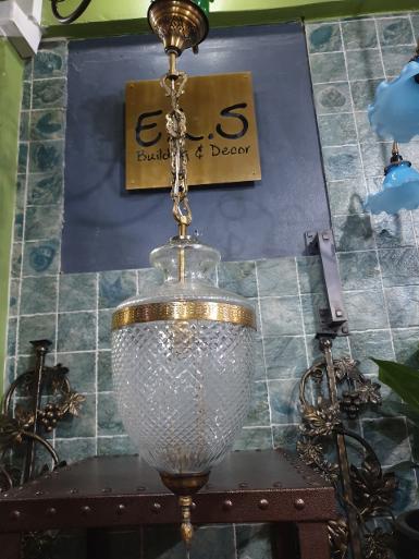 Hanging Lamp cut glass with brass Item Code HGL18IO size diamension 180 mm.long 700 mm.