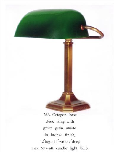 Brass Table Lamp with glass green shade Item Code ELS026A ITEM COMING SOON.