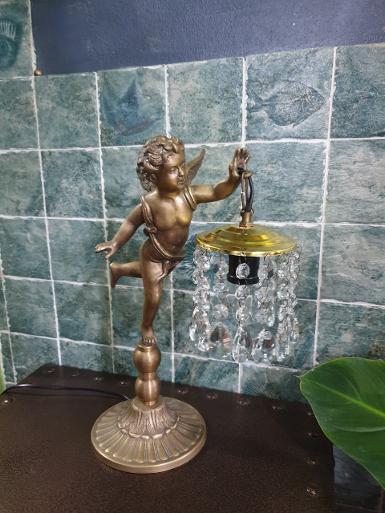 Cupids Lamp with crystal Item Code CPL01 size base 180 mm high 380 mm wide 250 mm.