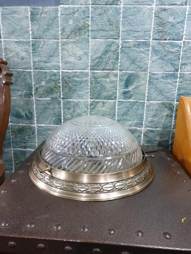 Brass Pendent Lamp with cut glass Item Code ELS16PD size wide 37.7 cm.