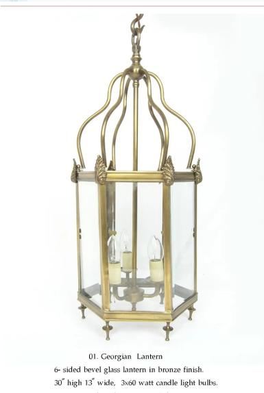 Georgian Lantern Brass Lamp Item Code ELS01 size high 30'' wide 13'' can be longer with chain.