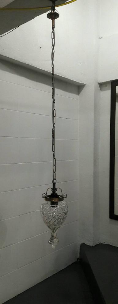 Hanging lamp glass with brass Item Code HGL18N size glass 13 x 22.2 cm long include chain 50 cm..