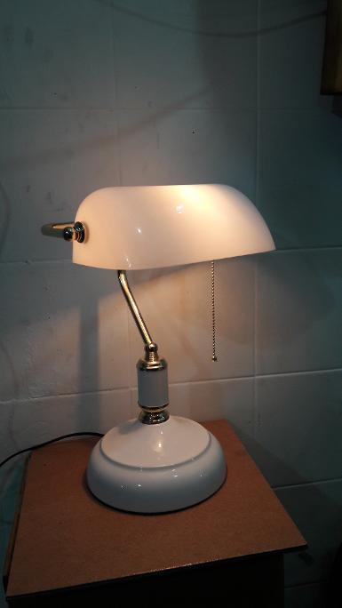 Desk lamp Item code DKL18 size shade long 22.5 cm. wide 14 cm. high 37 cm. base 18 cm.