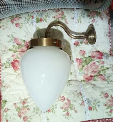 Wall lamp brass with lotus glass Item Code WLU20 size shade 6'' bracket base 57 mm. pipe 3/8'' (9mm)