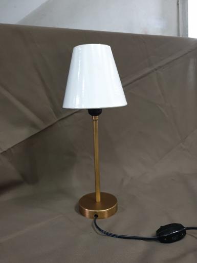 Table Lamp brass with fabric Item Code TBL10B size base 100 mm. high 400 mm. shade 9.5 xh13x14cm.