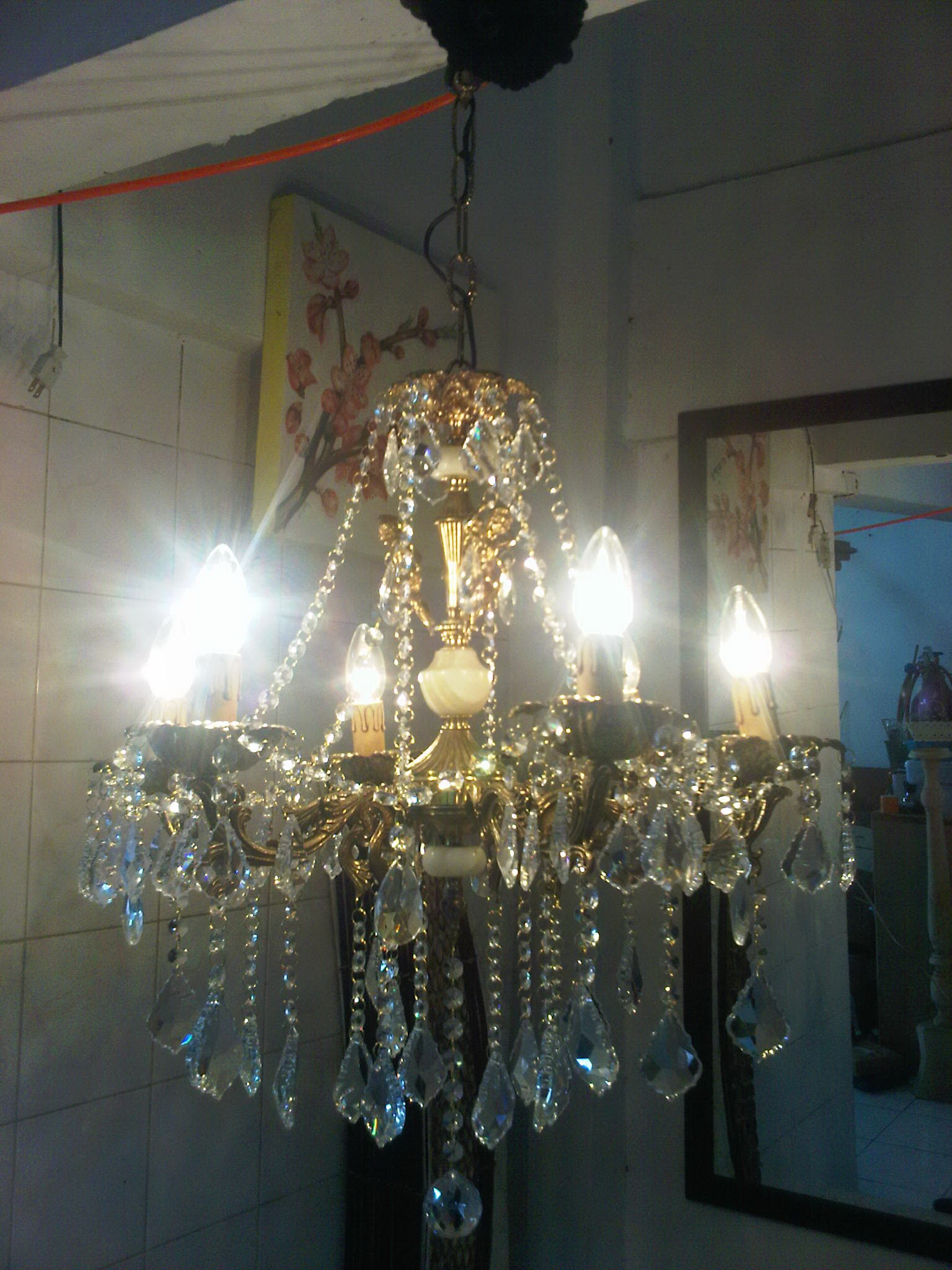 Chandelier Crystal Lamp (Antique Lamp from italy