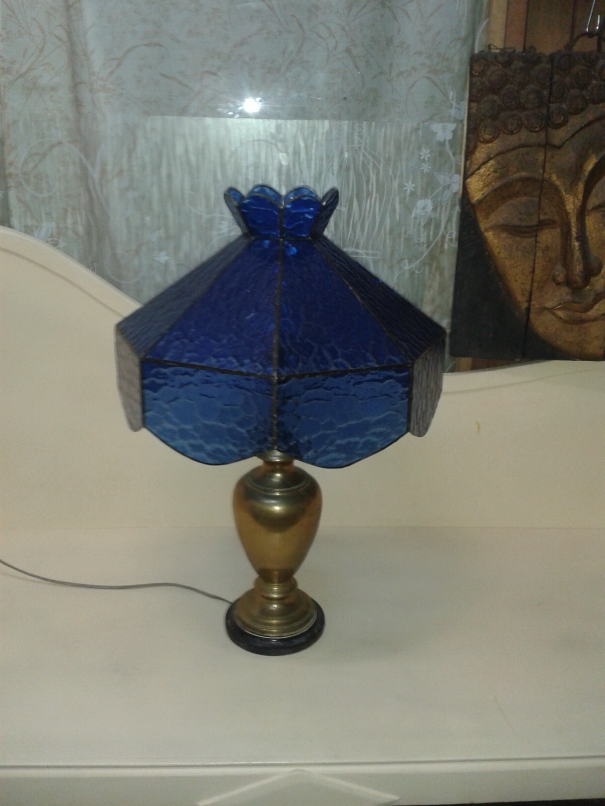 Table Lamp Code TBLAT001  material : Brass with stain glass