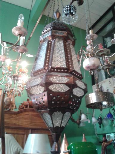 Morocco Lamp brass with floral glass Item Code MRC 100N size high 140 cm.wide 45 cm.