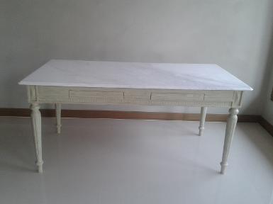 Marble table with teak wood code MTELS001 size 170 x 90 x h 75 cm.