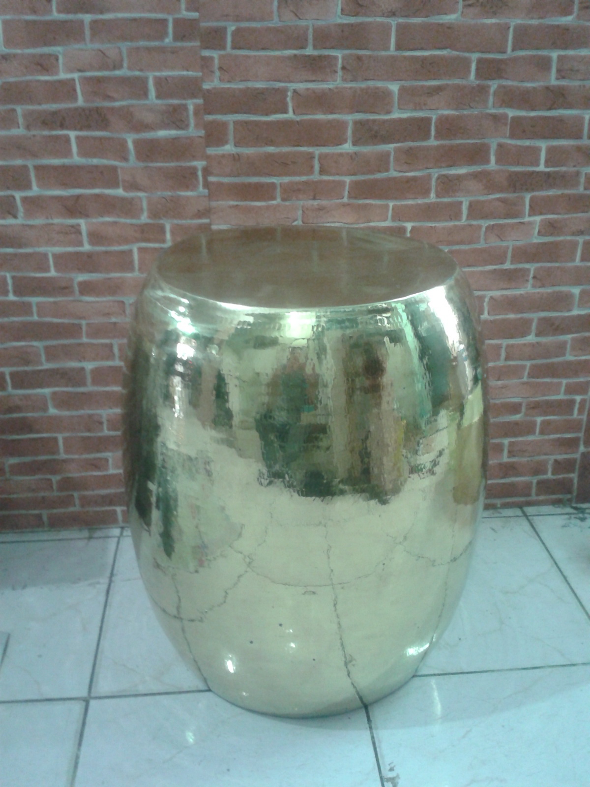 Brass stool code BST001 size high 47 cm. Top wide 31 cm.