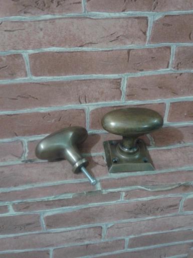 Brass Door Handle Item code OVAL001 size 63 x 34 mm.high 50 mm.