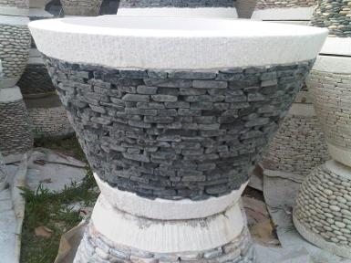 Natural stone pot 001B D: 45cm
