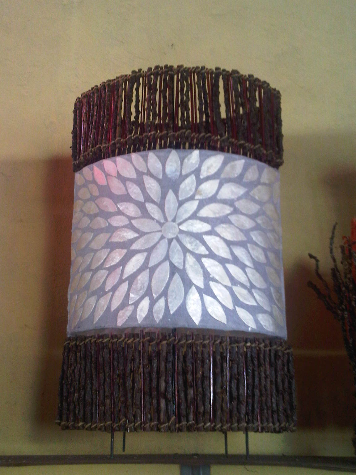 Mosaic Shell Lamp with bamboo size high 50cm