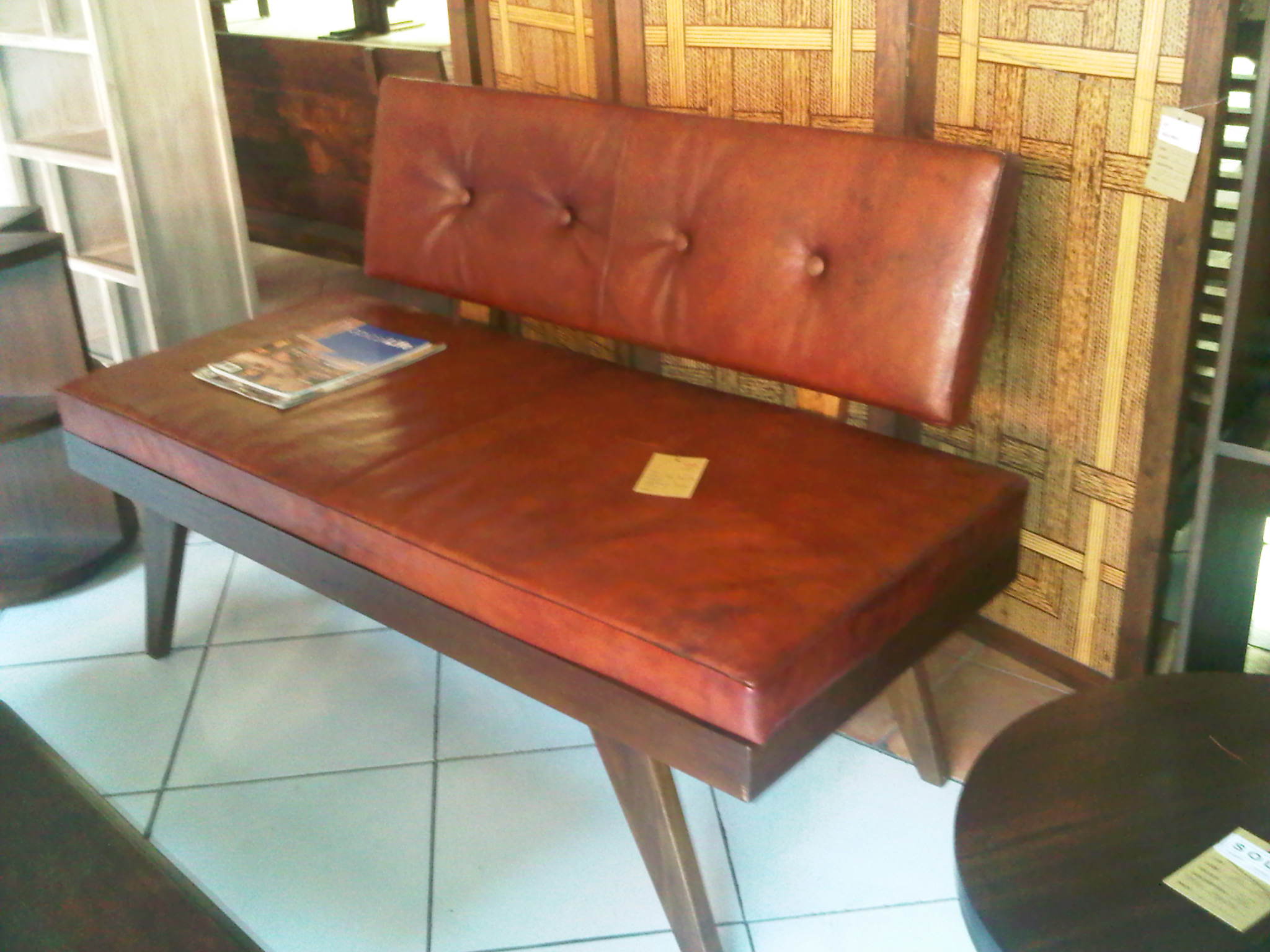 Bench teak wood with leather
