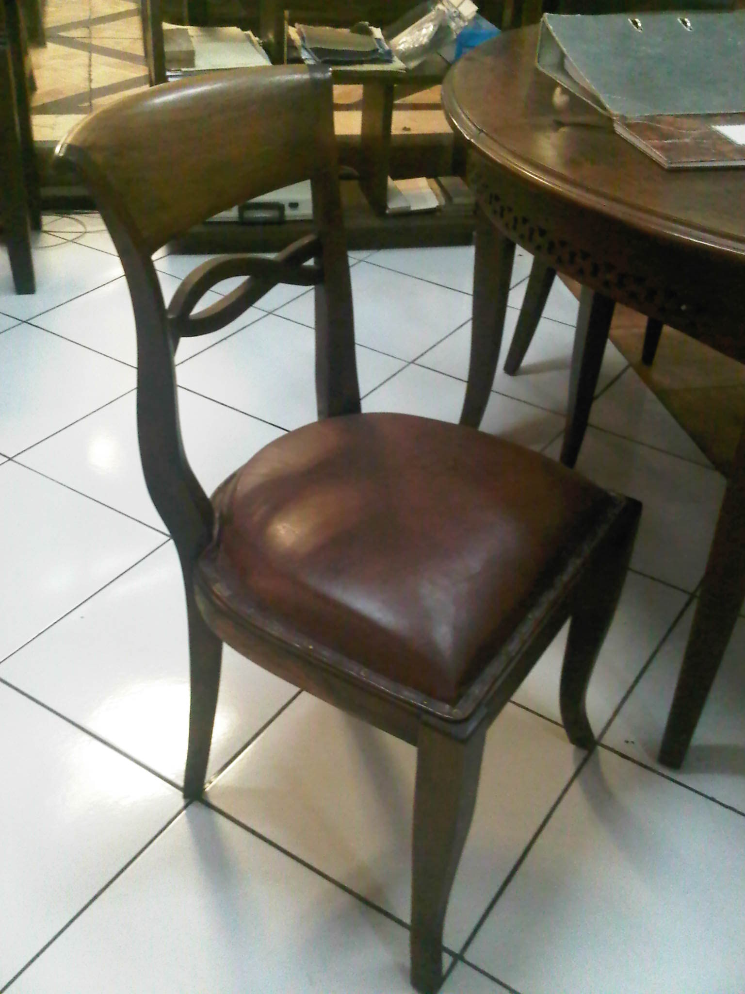 BL002C teak wood chair with leather