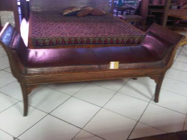 ฺBench BL100  teak wood with leather