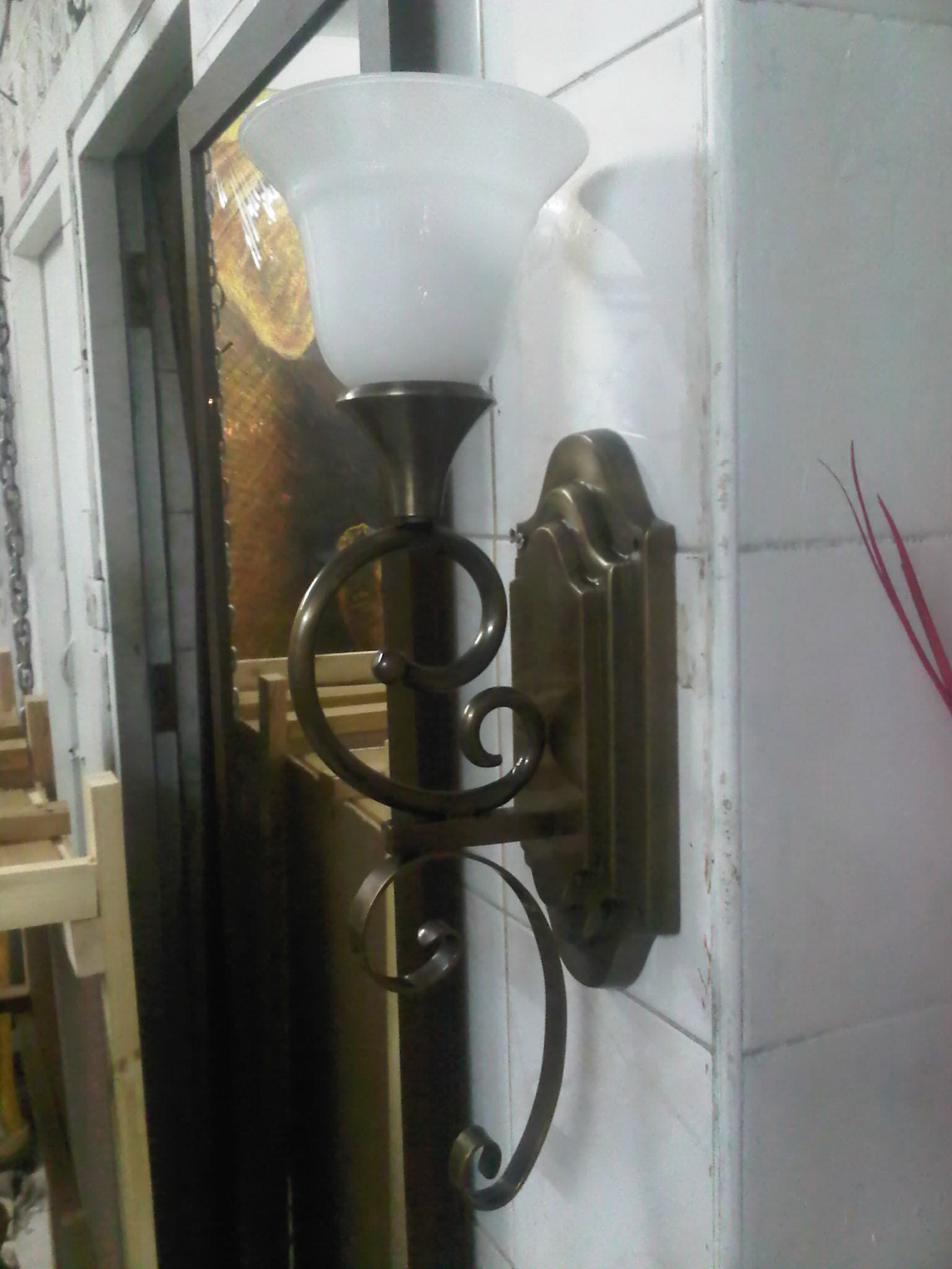 Brass wall lamp Item code WL200B Brass with glass