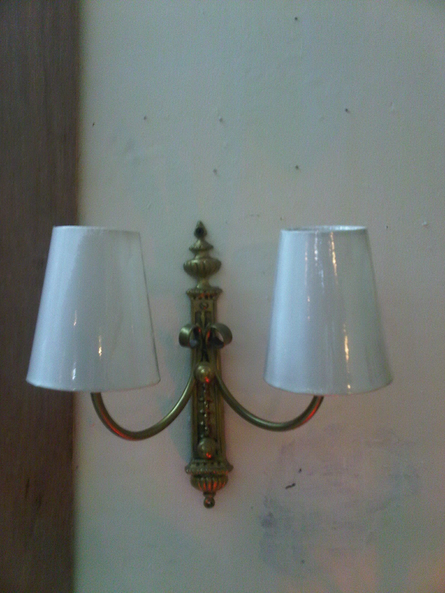 Brass wall lamp with fabric Item code WL200 size base long 320 mm. wide 54 mm.