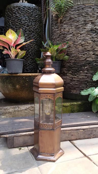 Morocco Lantern Lamp material is brass Item Code MRL18S size high 60 cm. wide 17 cm.