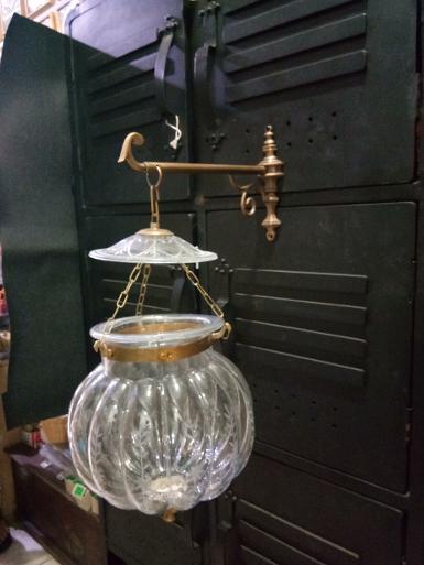 Brass wall lamp with cut glass Item Code BWLPL18 size base 105 mm. glass 5''