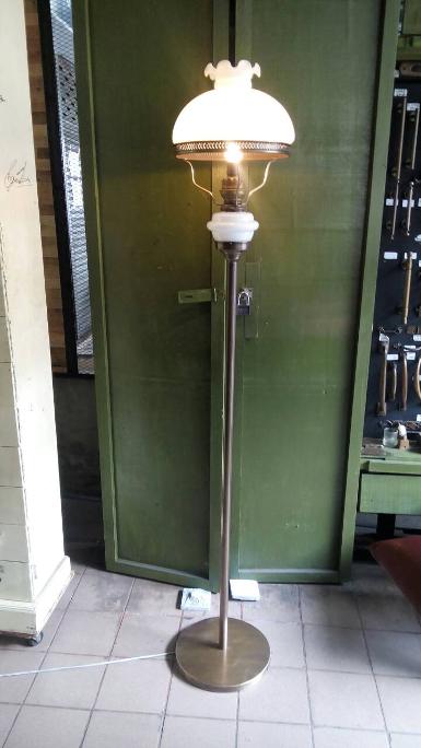 Floor Lamp brass material with glass Code FL09LL size lamp shade 11'' base wide 30 cm. high 150