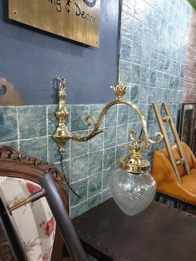 Wall lamp brass with cut glass Item Code WLP65 size 29.5 cm wide 9 cm deep 39.5 cm