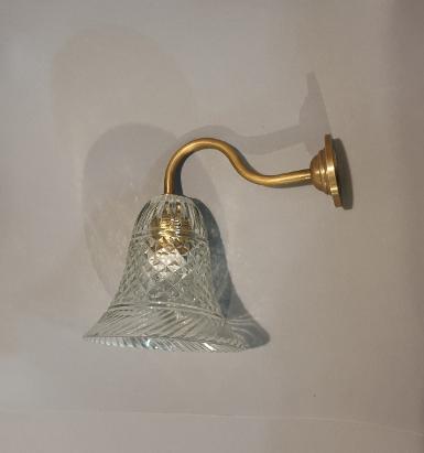 Wall Lamp cut glass with brass Item Code WLI018 size base 56 mm. pipe 9 mm.deep 200mm.glass H120x127