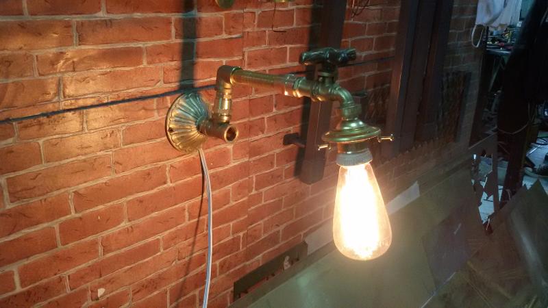 Wall Lamp Loft Style material is brass Item Code LWL18MP size base 87 mm. deep 30 cm.