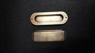 Brass door handle item code J18MP size long 117 mm. Wide 40 mm.
