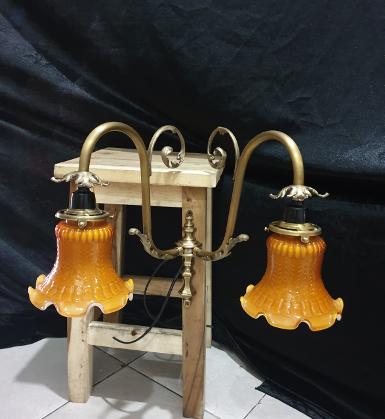 Wall lamp brass with glass Item Code WL2A size 