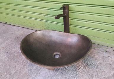 Brass Oval sink item code BSO18 size long 50 cm.wide 40 cm.high 15 cm.