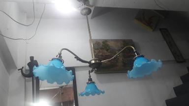 ็Hanging Lamp brass with glass shade Item Code HGL18ME size high 40 cm. wide 67 cm.