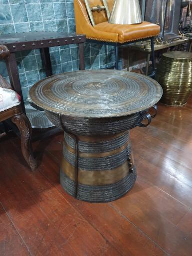 Rain drum brass table Item Code Brass RD01 size D: 60 cm high 53 cm.