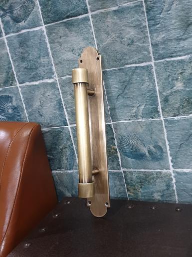 Brass Door Handle Item Code AB193 size long 340 mm. wide 50 mm.Thickness 4.5 mm.pipe 25 mm