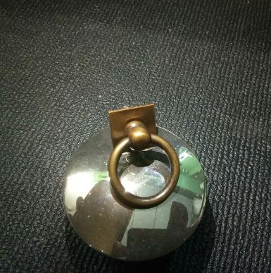 Brass pull handle Item Code P.027B size plate 20 x 20 mm. ring 30 mm. Thickness 3 mm.
