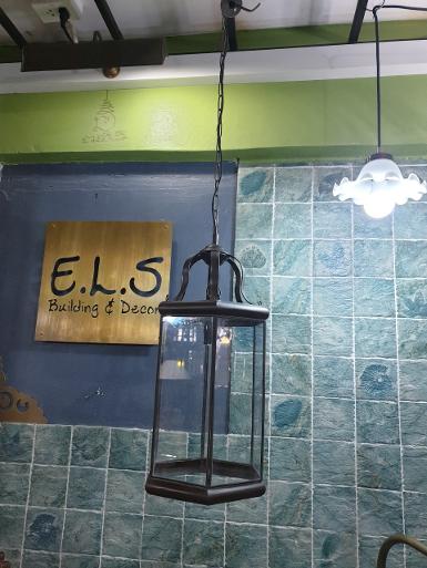 Hanging lamp hexagon desing brass with normal glass Item Code HGJ021 size L 520 mm W 250 mm.LT1000mm