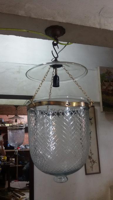 Hanging cut glass Code AT300AA material brass with glass size wide 12''.