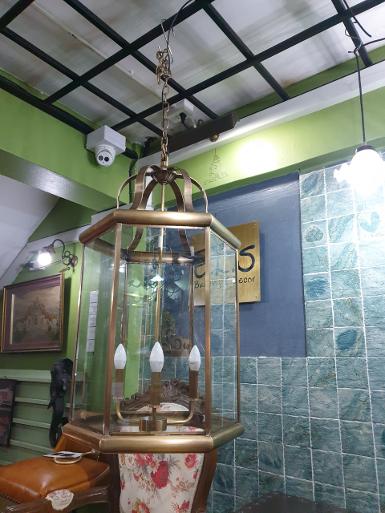 ฺBrass hanging lamp brass with normal glass Item Code HGJJ50 size 50x 80 cm L total 1M. 