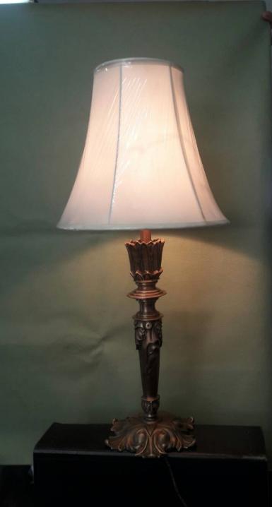 Table Lamp brass with fabric Item Code TBLB018 size base 180 mm. high 635 mm. S 155 xH270xb295mm.