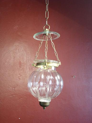 Pumpkin Lamp glass with brass Item Code HGPK19B size long 30 cm.