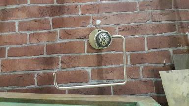 Toilet paper hook brass with wood Item code HOOK01L size deep 8.5 cm.long 14 cm.