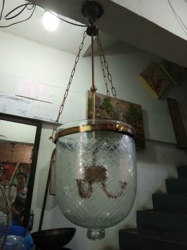Hanging cut glass Code AT302AA material brass with glass size wide 11''.