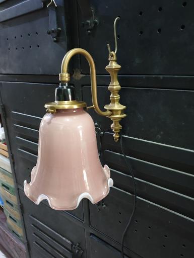 Wall Lamp brass with glass shade Item Code WLPT01P size long 180 mm0 wide 50 mm.pipe 9 mm.deep190mm