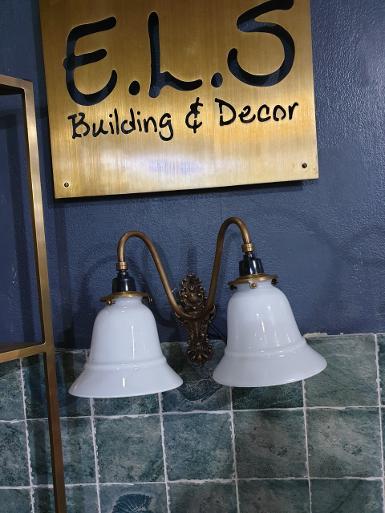 Brass Wall Lamp 2 arm brass with glass Item Code WL2RR size 