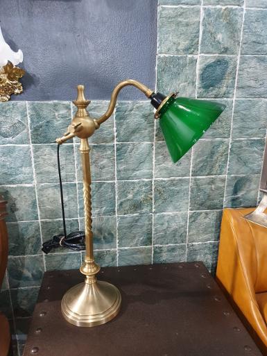 Brass table Lamp with green shade Item Code BTELS65 size Base 150 mm H 530 mm. shade 6''