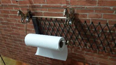 Toilet paper hook brass Item Code TPH04 size wide 32 cm. deep 14 cm.
