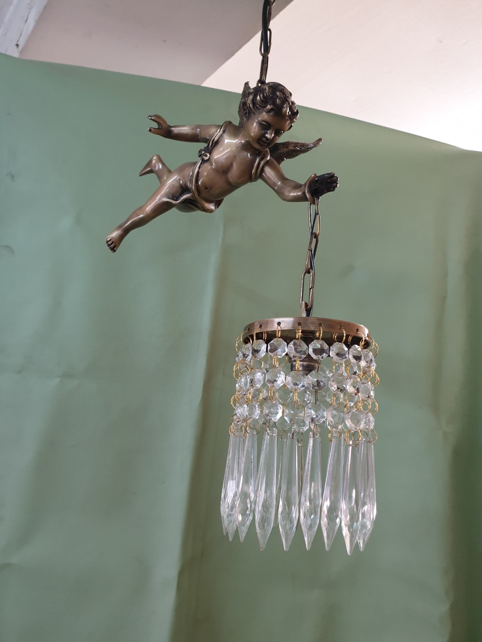Cupids Hanging Lamp with crystal Item Code HGLA018 size long 270 mm.