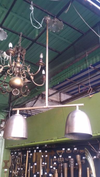 Hanging Lamp 6 arm Code AT300B material brass size long 100 cm wide 100 cm shade 19 x 20 cm.