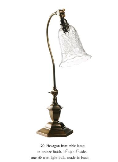 Brass Table Lamp with cut glass shade Item Code ELS020T ITEM COMING SOON.