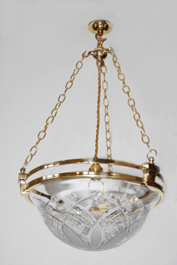 Pendant Lamp brass with cut glass Item Code ELS018 size wide 322 mm.